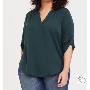 Torrid Harper Georgette Green Satin Pullover Blouse